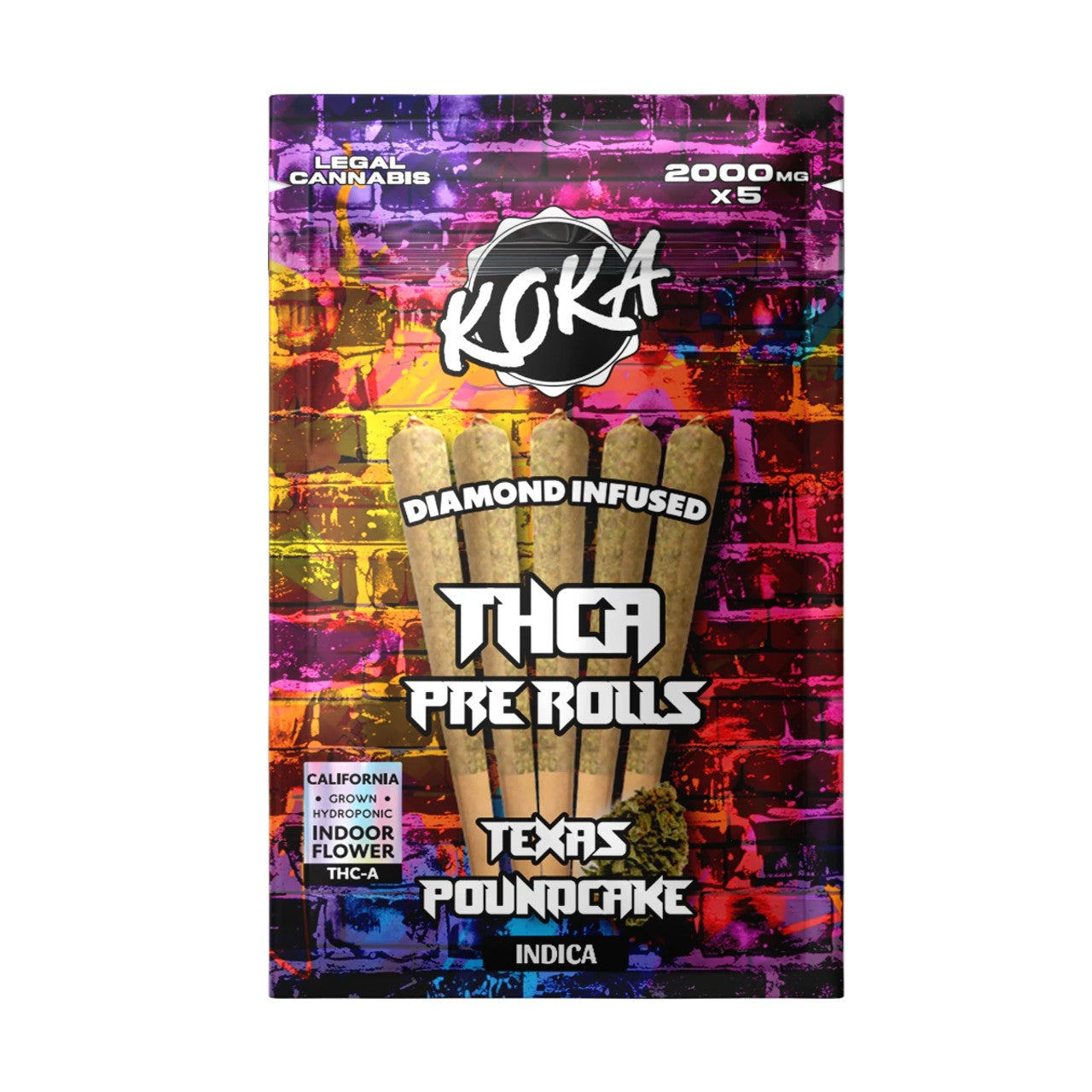 Koka 2000mg THCA Diamond Infused 2g Pre-Rolls (5 Pre-Rolls Per Pack)